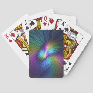 Colorful With Blue Modern Abstract Fractal Art Poker Cards