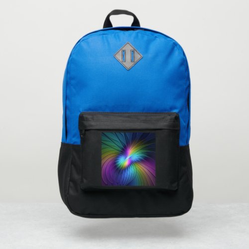 Colorful With Blue Modern Abstract Fractal Art Port Authority Backpack