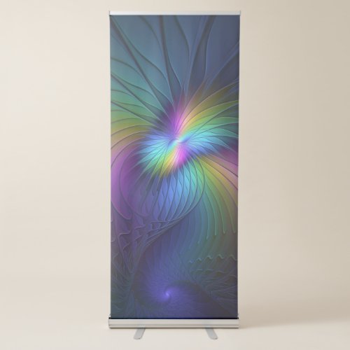 Colorful With Blue Modern Abstract Fractal Art Retractable Banner