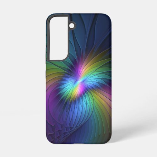 Colorful With Blue Modern Abstract Fractal Art Samsung Galaxy S22 Case