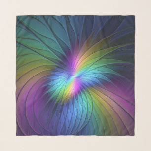 Colorful With Blue Modern Abstract Fractal Art Scarf