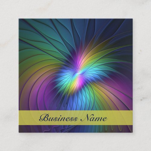 Colorful With Blue Modern Abstract Fractal Art Square Business Card