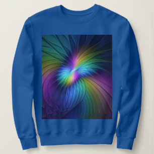 Colorful With Blue Modern Abstract Fractal Art Sweatshirt
