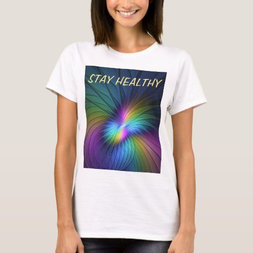 Colorful With Blue Modern Abstract Fractal Art T_Shirt