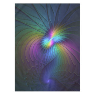 Colorful With Blue Modern Abstract Fractal Art Tablecloth