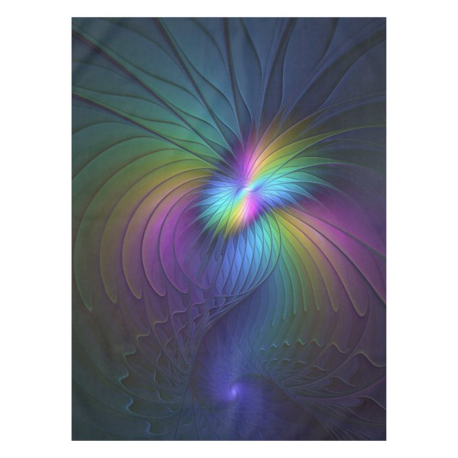 Colorful With Blue Modern Abstract Fractal Art Tablecloth (Front)