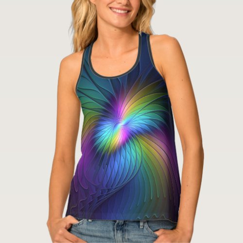 Colorful With Blue Modern Abstract Fractal Art Tank Top