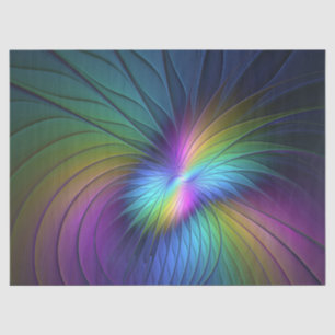 Colorful With Blue Modern Abstract Fractal Art Tissue Paper