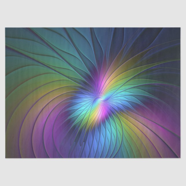 Colorful With Blue Modern Abstract Fractal Art Tissue Paper (Front)