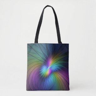Colorful With Blue Modern Abstract Fractal Art Tote Bag