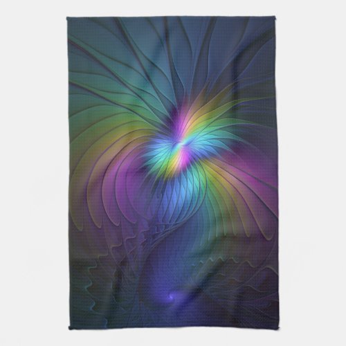 Colorful With Blue Modern Abstract Fractal Art Towel
