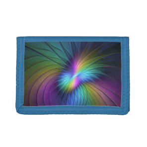 Colorful With Blue Modern Abstract Fractal Art Tri-fold Wallet