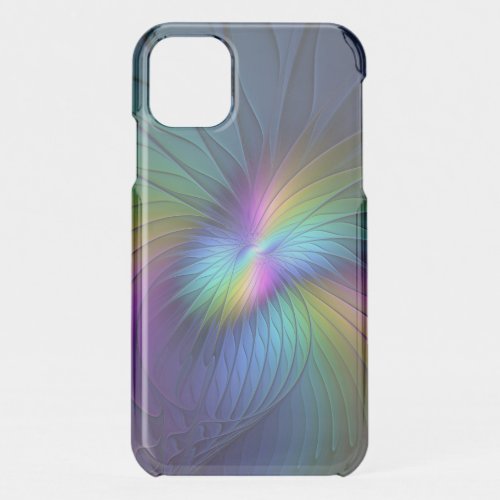 Colorful With Blue Modern Abstract Fractal Art iPhone 11 Case