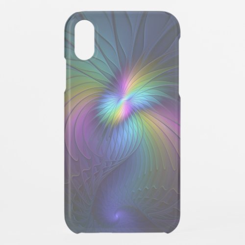 Colorful With Blue Modern Abstract Fractal Art iPhone XR Case