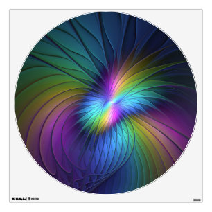 Colorful With Blue Modern Abstract Fractal Art Wall Decal