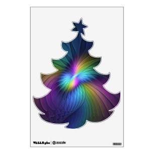 Colorful With Blue Modern Abstract Fractal Art Wall Decal