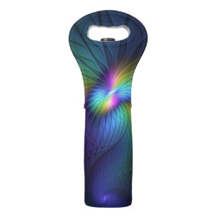 Colorful With Blue Modern Abstract Fractal Art Wine Bag
