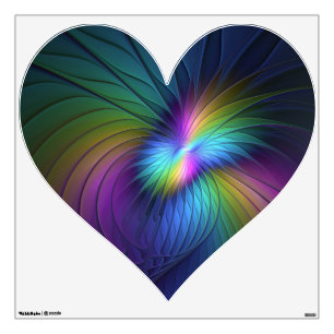 Colorful With Blue Modern Abstract Fractal Heart Wall Decal
