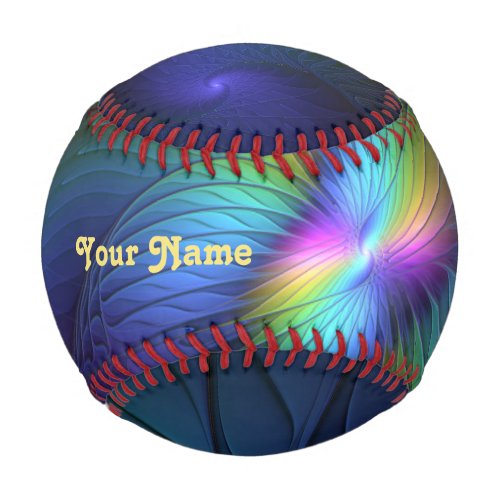 Colorful With Blue Modern Abstract Fractal Name Baseball