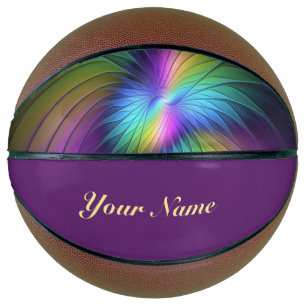 Colorful With Blue Modern Abstract Fractal Name Basketball