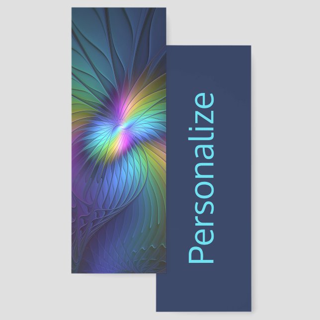 Colorful With Blue Modern Abstract Fractal Name Bookmarks (Front & Back)