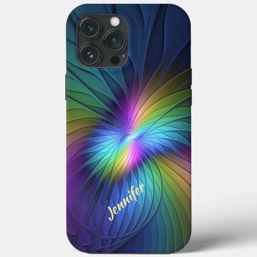 Colorful With Blue Modern Abstract Fractal Name iPhone 13 Pro Max Case