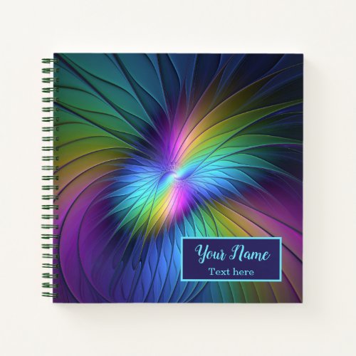 Colorful With Blue Modern Abstract Fractal Name Notebook