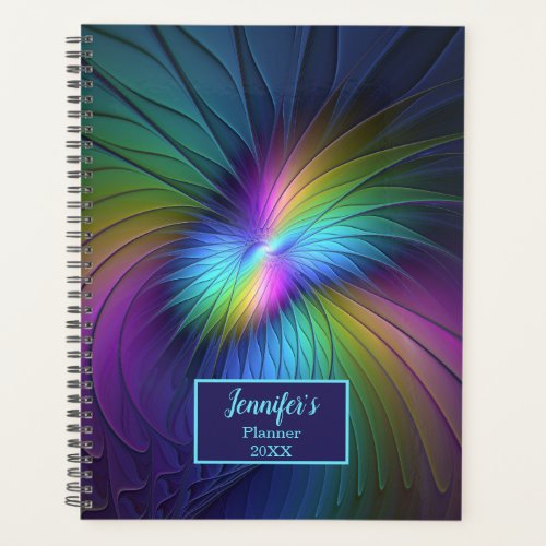 Colorful With Blue Modern Abstract Fractal Name Planner