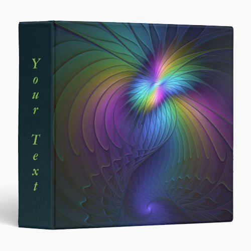 Colorful With Blue Modern Abstract Fractal Text 3 Ring Binder