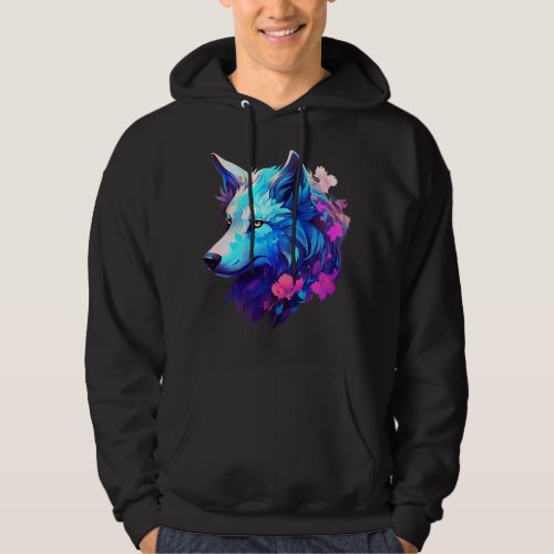 colorful wolf head art Face for lover wolves wildl Hoodie