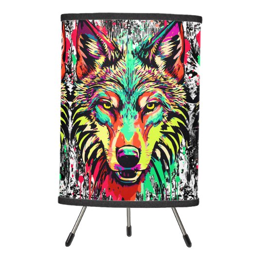 Colorful Wolf Head Lamp - Wolf Lamp - Wolves (Front)