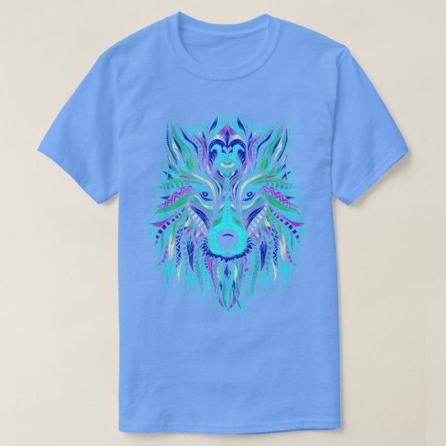 Colorful Wolf Head  rendy ribal Art  T-Shirt (Design Front)
