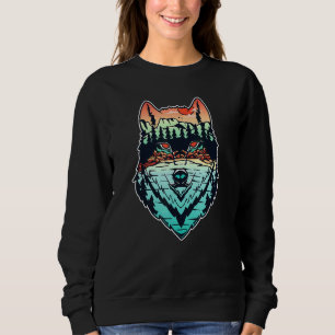 Colorful Wolf Head Trendy Cool Street Art Sweatshirt