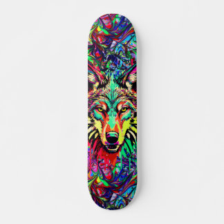 Colorful Wolf Head - Wolf Skateboard Deck