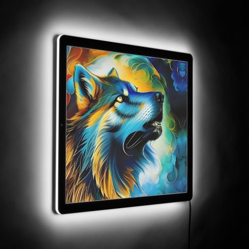 Colorful Wolf Howl LED Sign