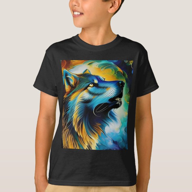 Colorful Wolf Howl T-Shirt (Front)