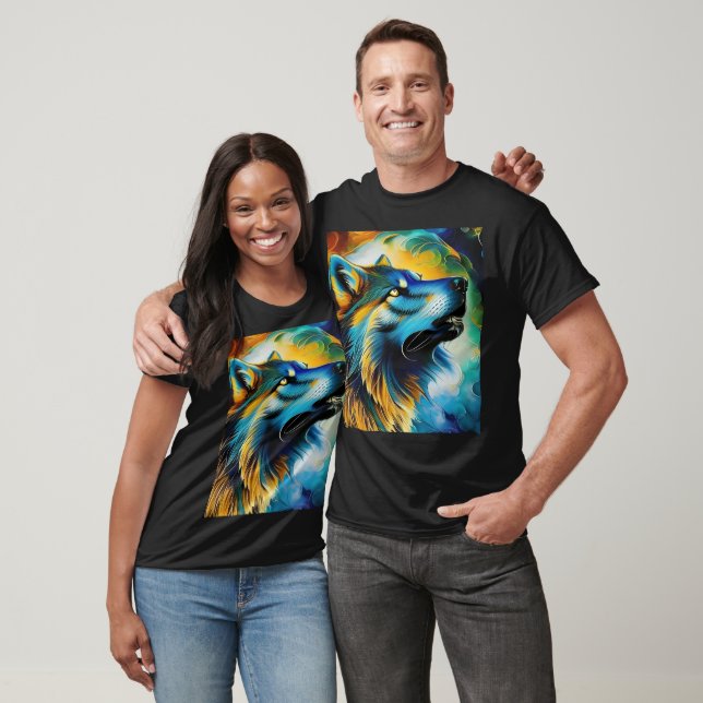 Colorful Wolf Howl T-Shirt (Unisex)