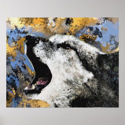 Colorful wolf howling 1920 1530 poster