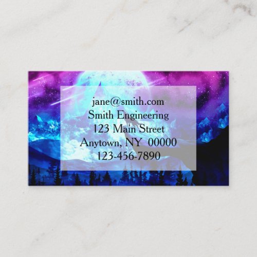 Colorful wolf howling business card
