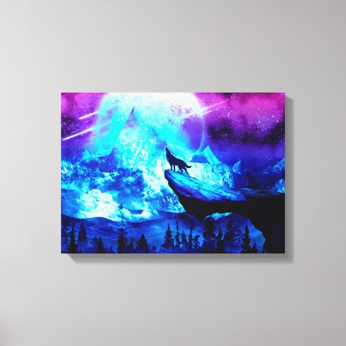 Colorful wolf howling canvas print