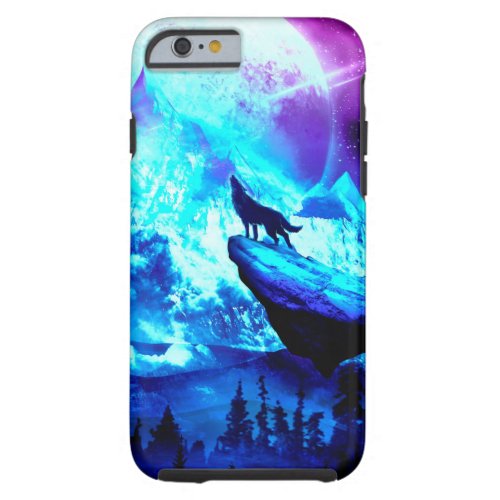 Colorful wolf howling tough iPhone 6 case