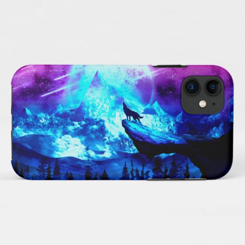 Colorful wolf howling iPhone 11 case