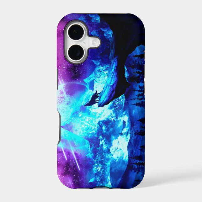 Colorful wolf howling iphone case (Back)