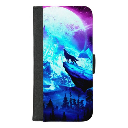 Colorful wolf howling iPhone 87 plus wallet case