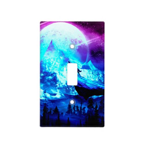 Colorful wolf howling light switch cover