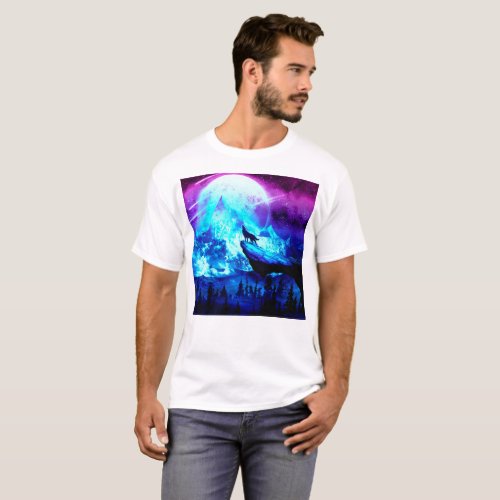 Colorful wolf howling T_Shirt