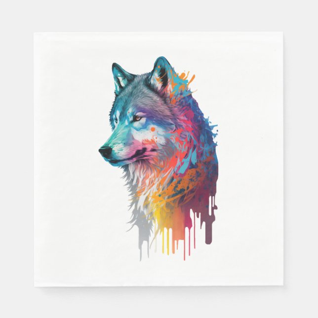 Colorful Wolf Napkins (Front)