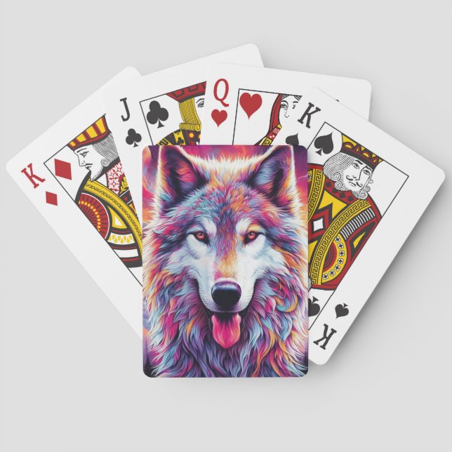 Colorful Wolf Poker Cards (Back)