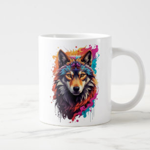 Colorful Wolf Portrait Abstract Animal Art-87694 Giant Coffee Mug