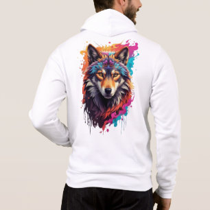 Colorful Wolf Portrait Abstract Animal Art-87694 Hoodie